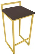 Banqueta Pietra Suede Base Dourado D03 - D'Rossi - Marrom