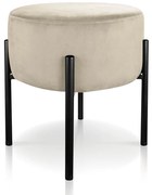 Puff Banqueta Decorativo Industrial Preto Iron Suede - Bege
