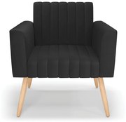 Kit 2 Poltronas Viena Gomada Corino Pés Palito Natural D03 - D'Rossi - Preto
