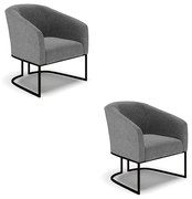 Poltrona Decorativa Industrial Preto Kit 2 Stella Linho D03 - D'Rossi - A26 Grafite