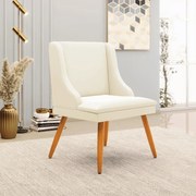 Poltrona Decorativa Pés Palito de Madeira Firenze Veludo Bege/Natural G19 - Gran Belo