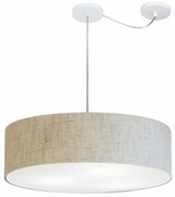 Lustre Pendente Cilíndrico Com Desvio Md-4265 Cúpula em Tecido 60x15cm Rustico Bege - Bivolt