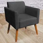Kit 02 Poltronas Decorativas Isabella Pés Palito Madeira Suede Preto G19 - Gran Belo
