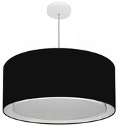 Lustre Pendente Cilíndrico Duplo Vivare Md-4298 Cúpula em Tecido 60x30cm - Bivolt
