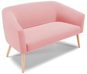 Namoradeira 02 Lugares Stella Suede Rosê Pés Palito Natural D03 - D'Rossi
