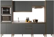 Armário de Cozinha 6 Peças e Pia 120cm Jessy N03 Carvalho/Grafite - Mp