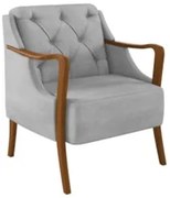 Poltrona Decorativa para Sala de Estar Capitonê Lapa Z32 Veludo Cinza