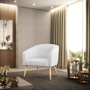 Poltrona Decorativa Pé Palito Natural Kit 2 Stella Sintético PU D03 - D'Rossi - Branco