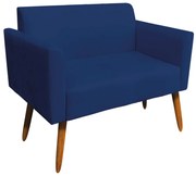 Poltrona Namoradeira Decorativa Isabella Pés Palito Madeira Suede Azul Marinho G19 - Gran Belo