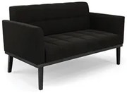 Sofá Namoradeira Base Madeira Preto Ana Suede Preto - Ibiza