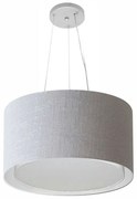 Lustre Pendente Cilíndrico Duplo Md-4123 Cúpula em Tecido 40x25cm Rustico Cinza - Bivolt