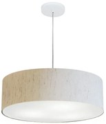 Lustre Pendente Cilíndrico Md-4217 Cúpula em Tecido 50x15cm Linho Bege - Bivolt