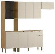 Cozinha Compacta Com Balcão 251cm Laura Plus Soft/Freijó Z06 - Mpozena