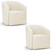 Poltrona Decorativa Base Giratória Kit 2 Stella Max Veludo D03 - D'Rossi - Bege
