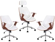 Kit 2 Cadeiras de Escritório Juliette Diretor e 1 Presidente Giratórias Branca G24 - Gran Belo