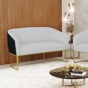 Sofá 2 Lugares Namoradeira Industrial Dourado Stella Pto/Linho D03 - D'Rossi - Cinza