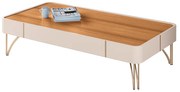 Mesa de Centro Decorativa Cadenza MDP/MDF Pés de Aço Off White/Cinamomo G26 - HB Móveis