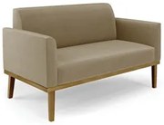 Sofá Namoradeira Base Madeira Castanho Maressa Suede Marrom RT - Ibiza