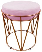 Puff Babu Suede Rosa Bebê Base Cobre