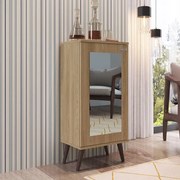Sapateira Retrô com Espelho, 1 Porta e 3 Prateleiras Oak