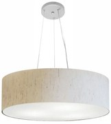 Lustre Pendente Cilíndrico Md-4029 Cúpula em Tecido 60x15cm Linho Bege - Bivolt