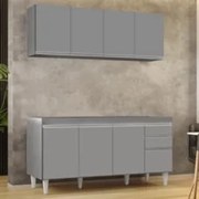 Armário Cozinha e Balcão Para Pia 160cm Arkansas Cinza      - Lumil