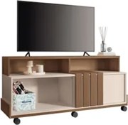 Rack Bancada de TV 50 Pol 136cm Analu H01 Castanho/Off White - Mpozena