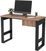 Mesa Para Computador Estilo Industrial Com gaveta Chess F04 Preto/Sola