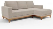 Sofá Living 200cm 3 Lugares Com Chaise Direito Kayrós D05 Boucle Bege