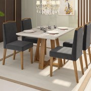 Mesa de Jantar Brenda 160x90 Cm Off White Com Base de Madeira Ipê N01 - D'Rossi
