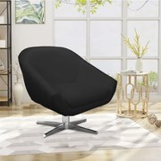 Poltrona Giratória Giovana Corino Base Cromada D01 - D'Rossi - Preto
