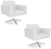 Kit 2 Poltronas Giratória Viena Gomada Corino Base Cromada D03 - D'Rossi - Branco