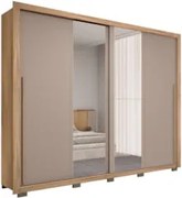 Guarda Roupa Casal 2 Portas de Correr com Espelho Praticus Buriti/Fend