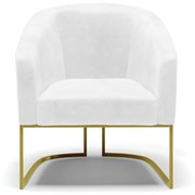 Poltrona Decorativa Industrial Dourado kit 2 Stella Sintético PU D03 - D'Rossi - Branco