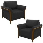 Kit 2 Poltronas Decorativas Sala de Estar 102cm Pés Madeira Roya Z32 P