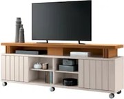 Rack para Sala Bancada de TV 70 Pol. 180cm Briz H01 Off White/Cinamomo