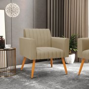 Poltrona Viena Gomada Suede Pés Palito Castanho D03 - D'Rossi - Marrom Rato