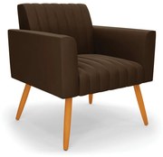 Poltrona Viena Gomada Suede Pés Palito Castanho D03 - D'Rossi - Marrom