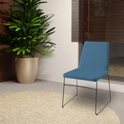 Kit 6 Cadeiras Decorativa Sala de Jantar Anne Linho Azul G17 - Gran Belo