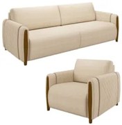 Conjunto Sofá 3 Lugares 223cm e Poltrona 98cm Amaranto Z32 Linho Champ