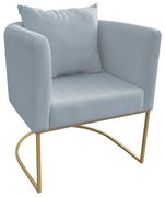 Poltrona Paola Linho Base Metálica Dourado D03 - D'Rossi - Cinza Claro A05