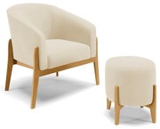 Poltrona com Puff Base de Madeira Stella Linho D03 - D'Rossi - A19 Bege