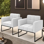 Poltrona Decorativa Industrial Preto Kit 2 Elisa Bouclê D03 - D'Rossi  - Off White