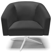 Poltrona Decorativa Giratória Cromada Stella Sintético D03 - D'Rossi - Preto