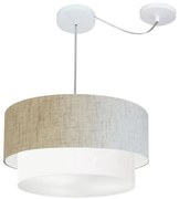Lustre Pendente Duplo Cilíndrico Com Desvio de Centro Vivare Md-4365 Cúpula em Tecido 45x40cm - Bivolt