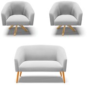 Namoradeira e 2 Poltronas Giratória MA30 Stella Suede D03 - D'Rossi  - Cinza