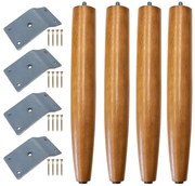 Kit 04 Pés Palito 30 cm Castanho e 04 Chapinhas Inclinadas  D10 - D'Rossi