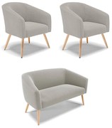 Namoradeira e 2 Poltronas Pé Palito Natural Stella Bouclê D03 - D'Rossi - Cinza