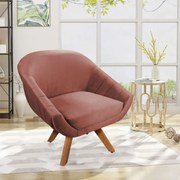 Kit 02 Poltronas Giratória Giovana Veludo Base Madeira MM30 D03 - D'Rossi - Rose