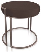 Puff Redondo Base Industrial Cobre Love Suede - Marrom